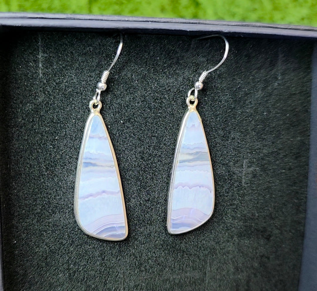Purple and Blue Banded Agate Earrings