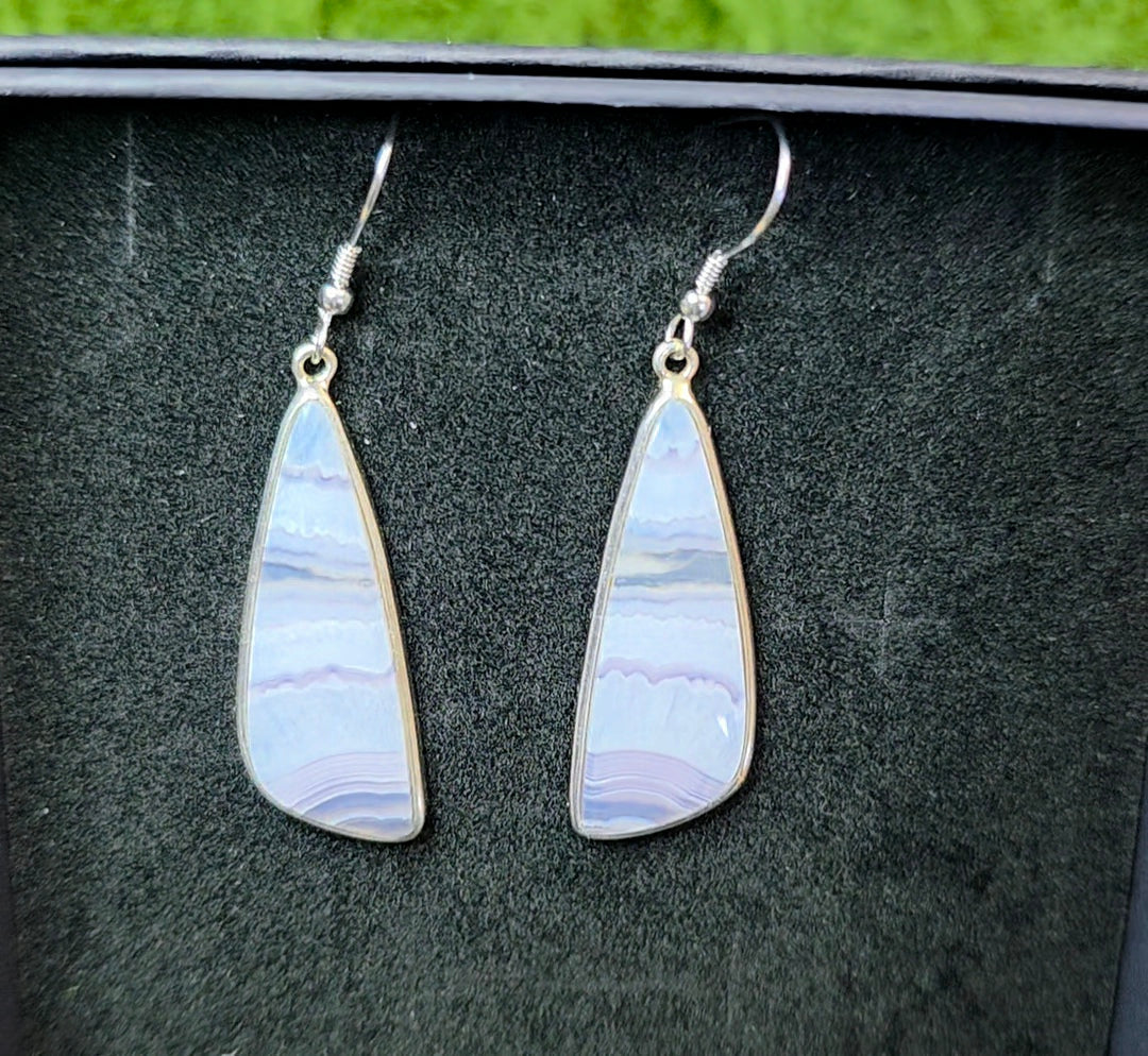 Purple and Blue Banded Agate Earrings