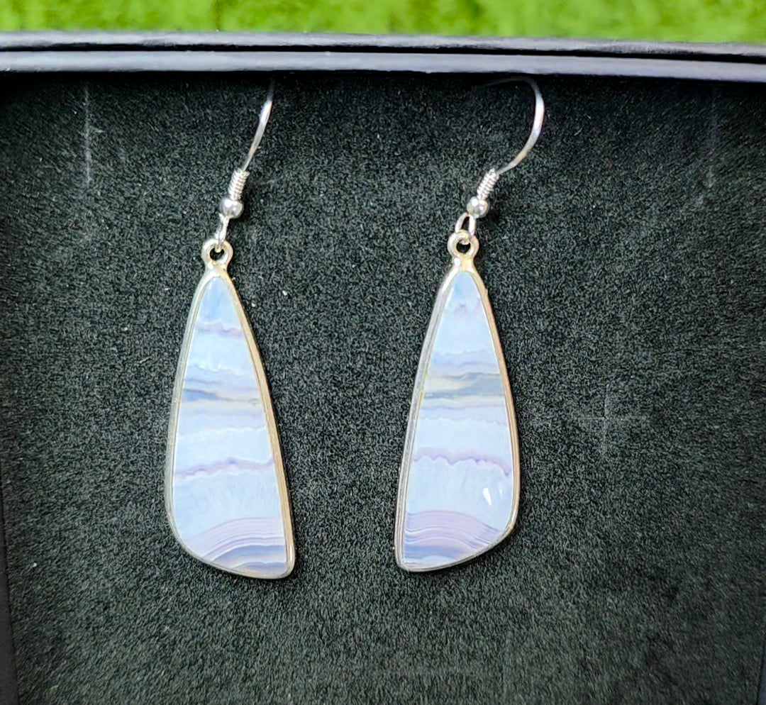 Purple and Blue Banded Agate Earrings