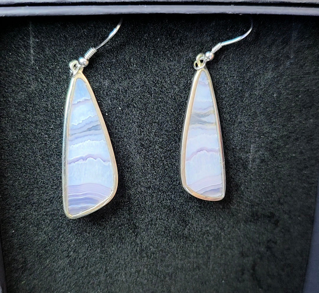 Purple and Blue Banded Agate Earrings