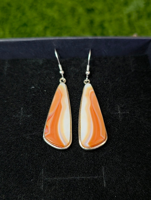 Orange Banded Agate Earrings