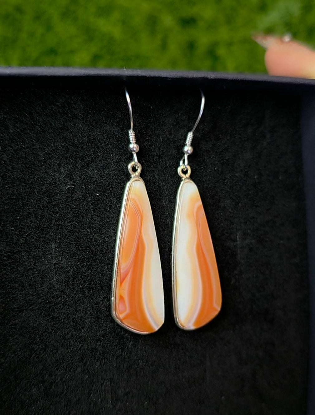 Orange Banded Agate Earrings