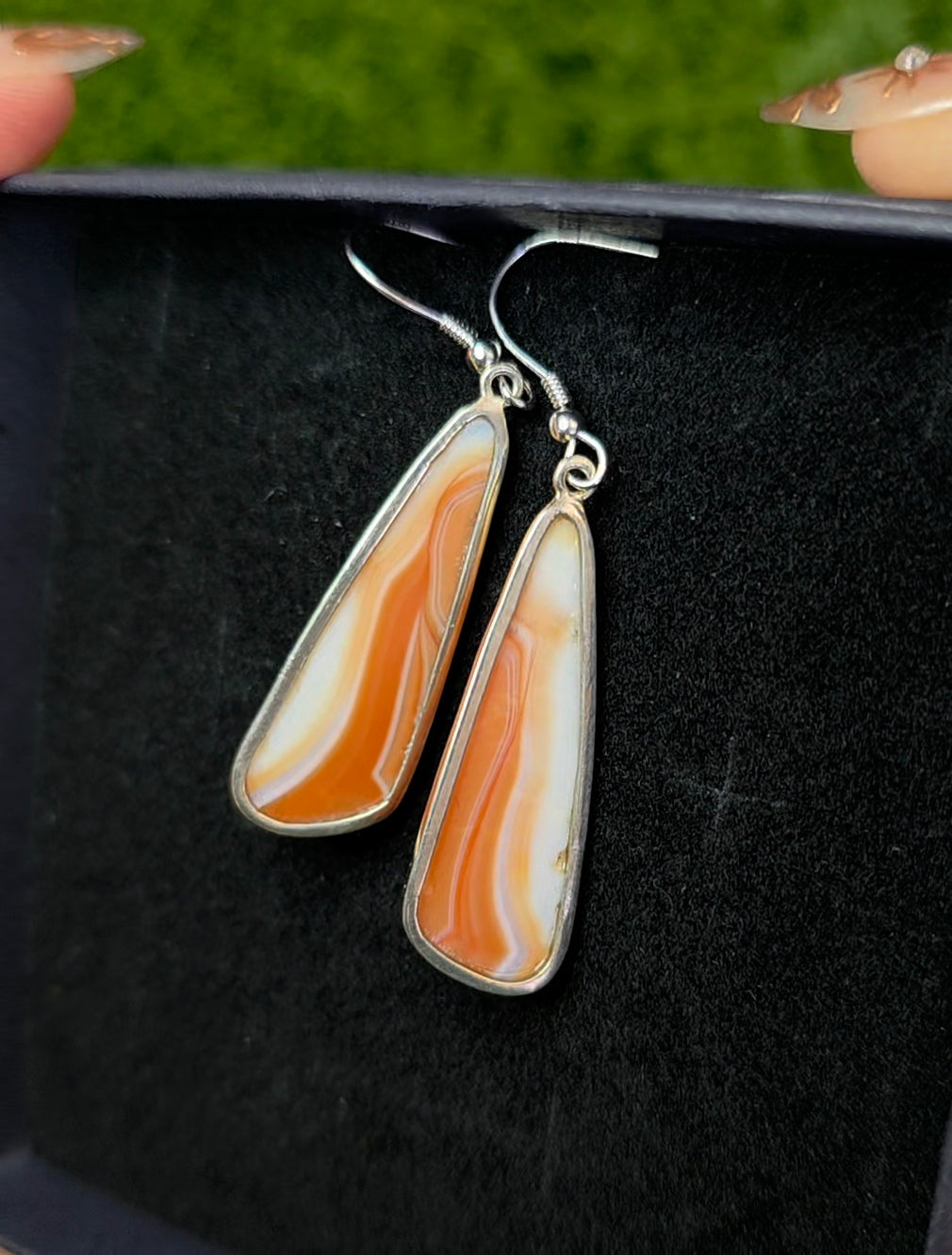 Orange Banded Agate Earrings