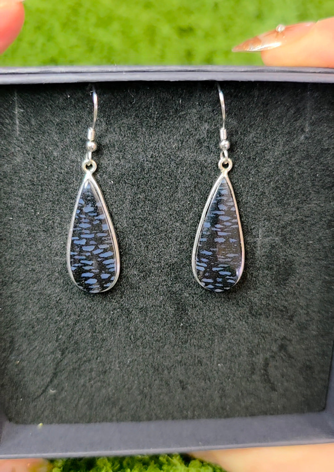 Fossilized Palm Root Teardrop Earrings