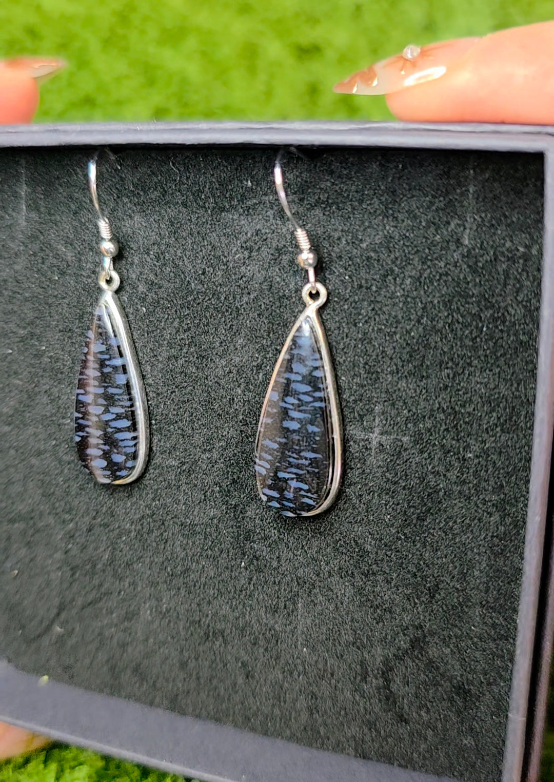 Fossilized Palm Root Teardrop Earrings