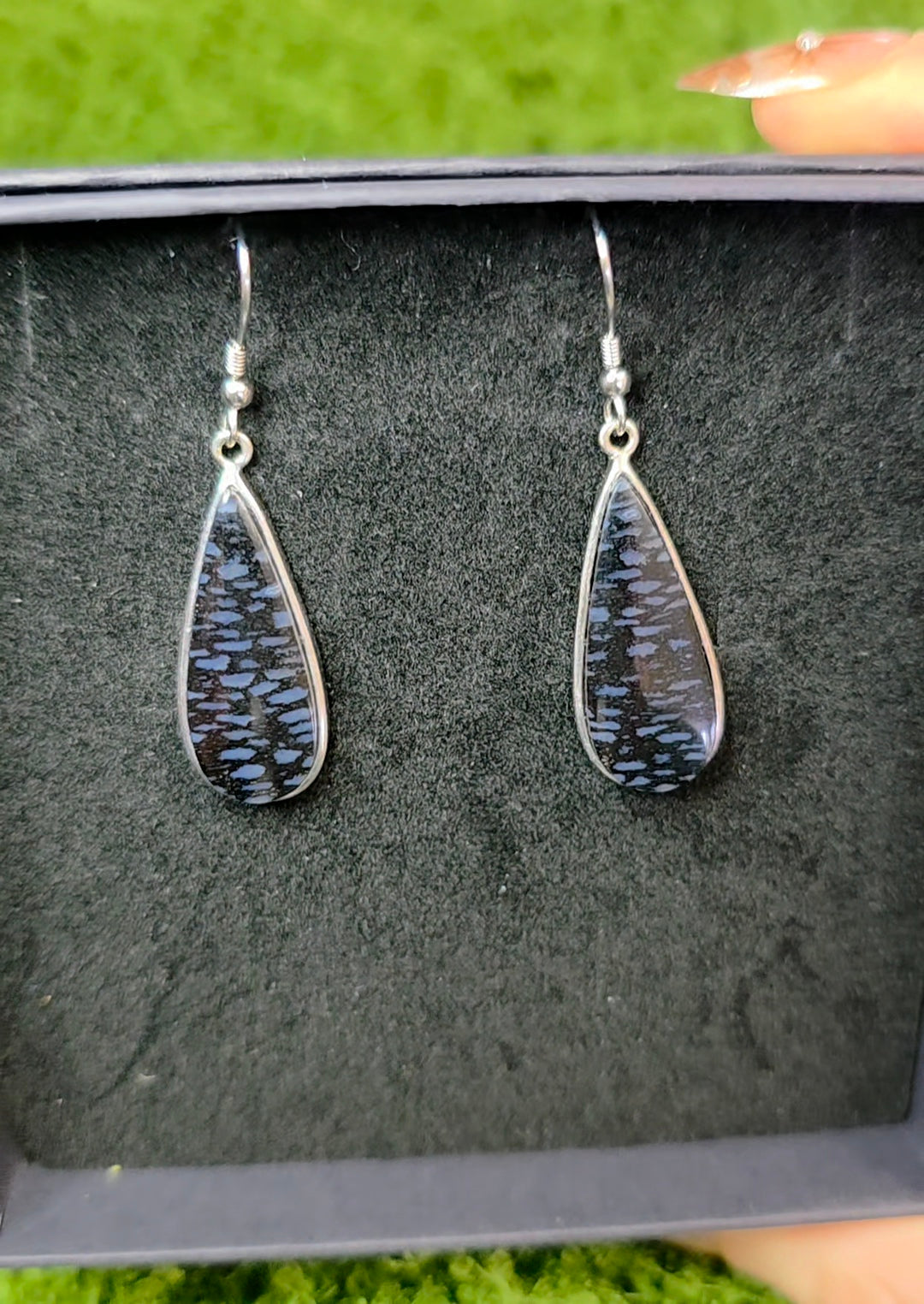 Fossilized Palm Root Teardrop Earrings