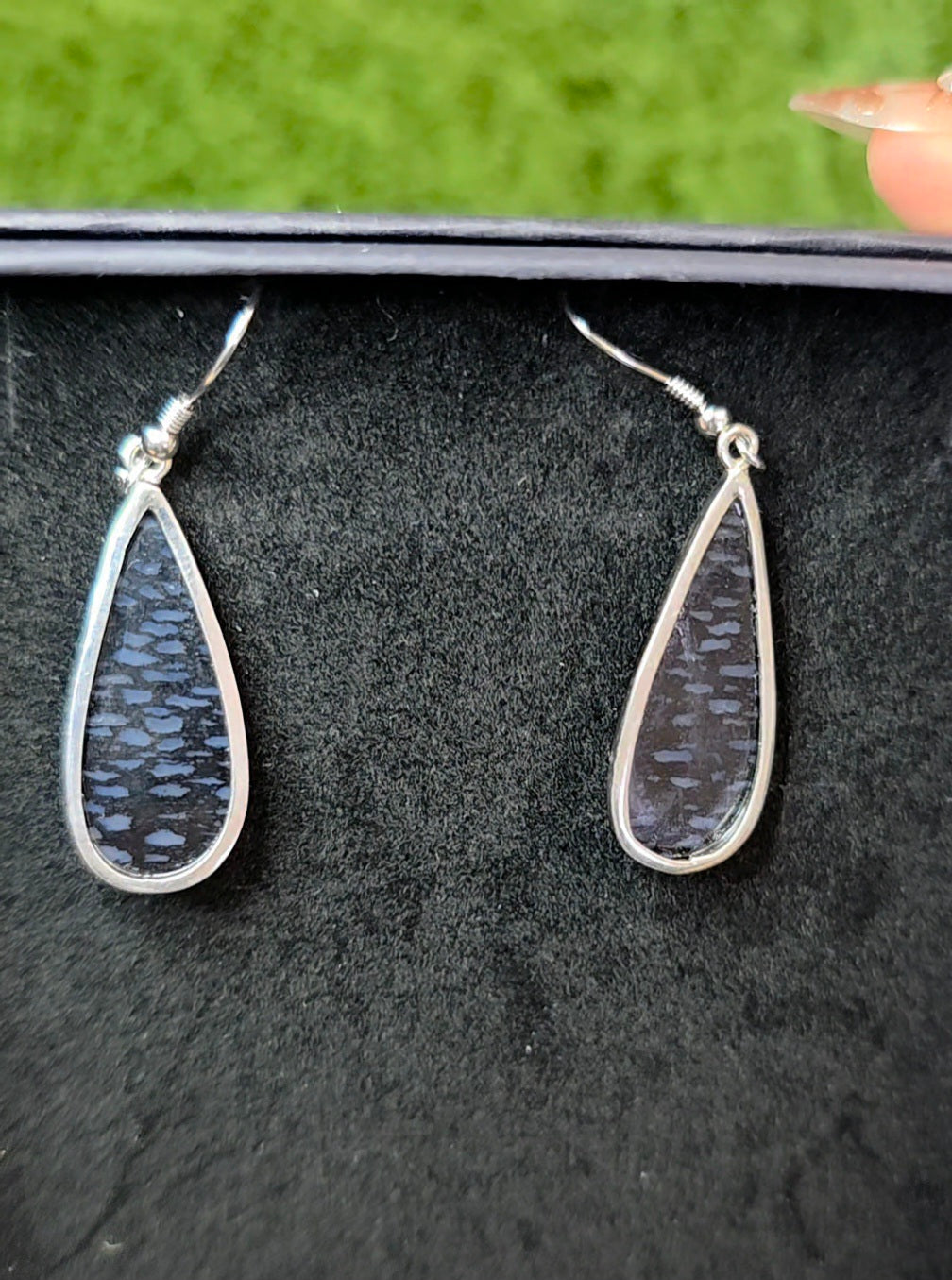 Fossilized Palm Root Teardrop Earrings
