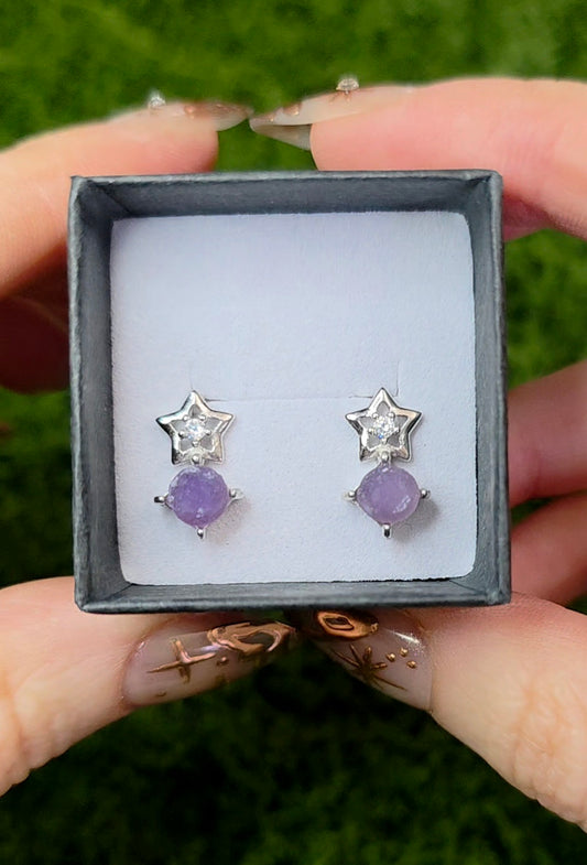 Grape Agate Star Earrings