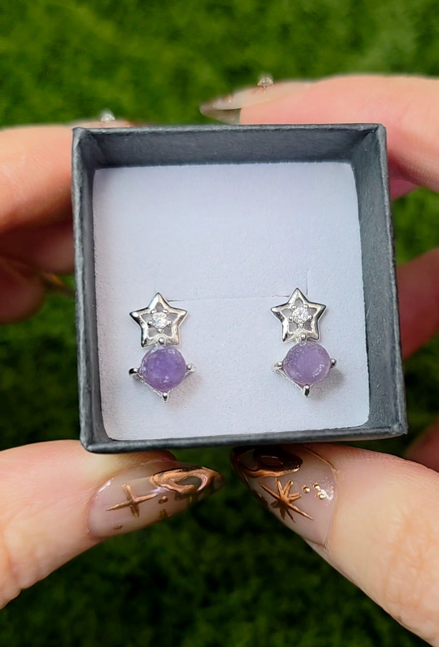 Grape Agate Star Earrings
