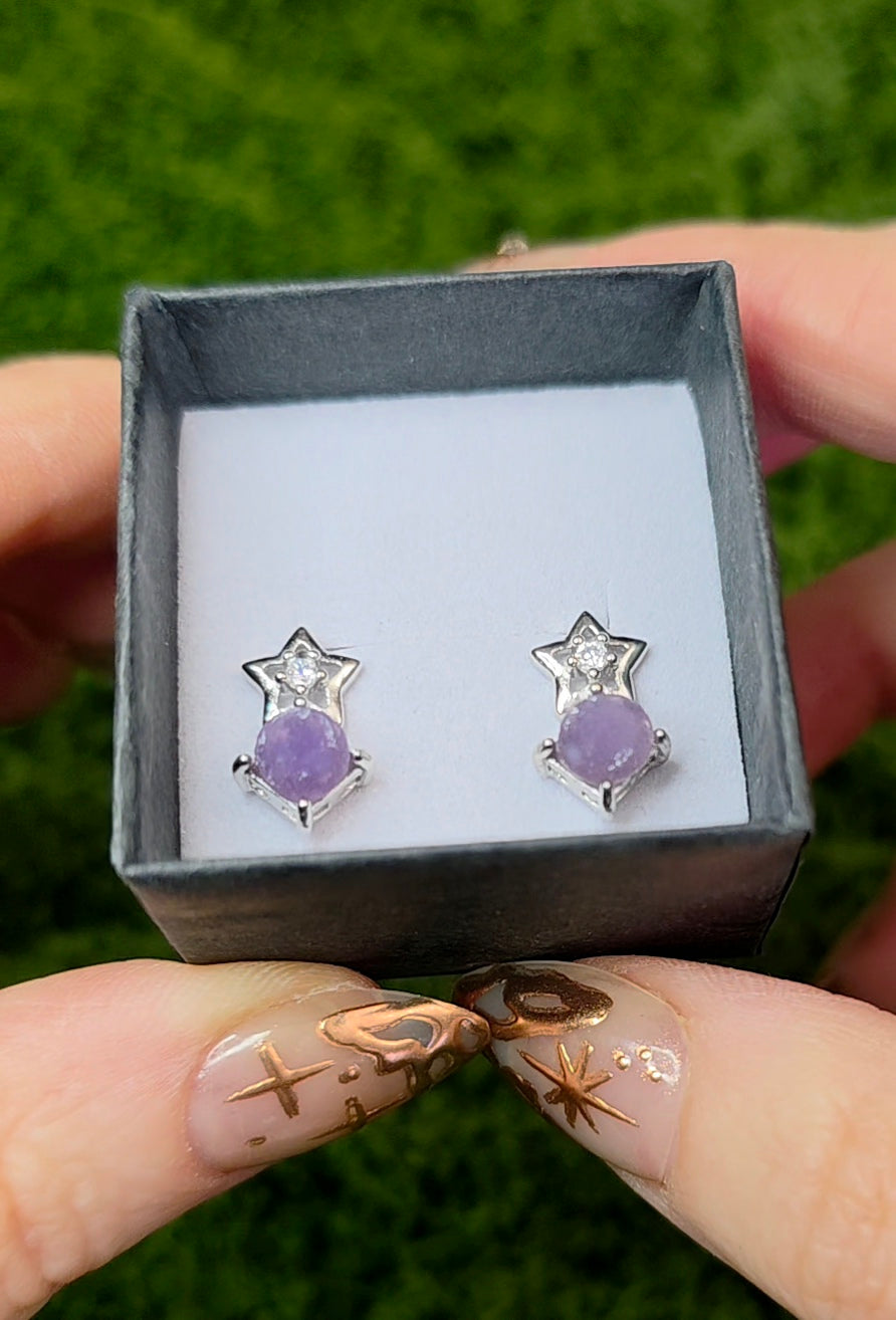 Grape Agate Star Earrings