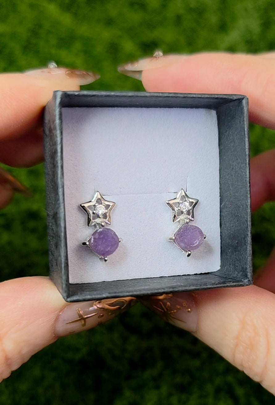 Grape Agate Star Earrings