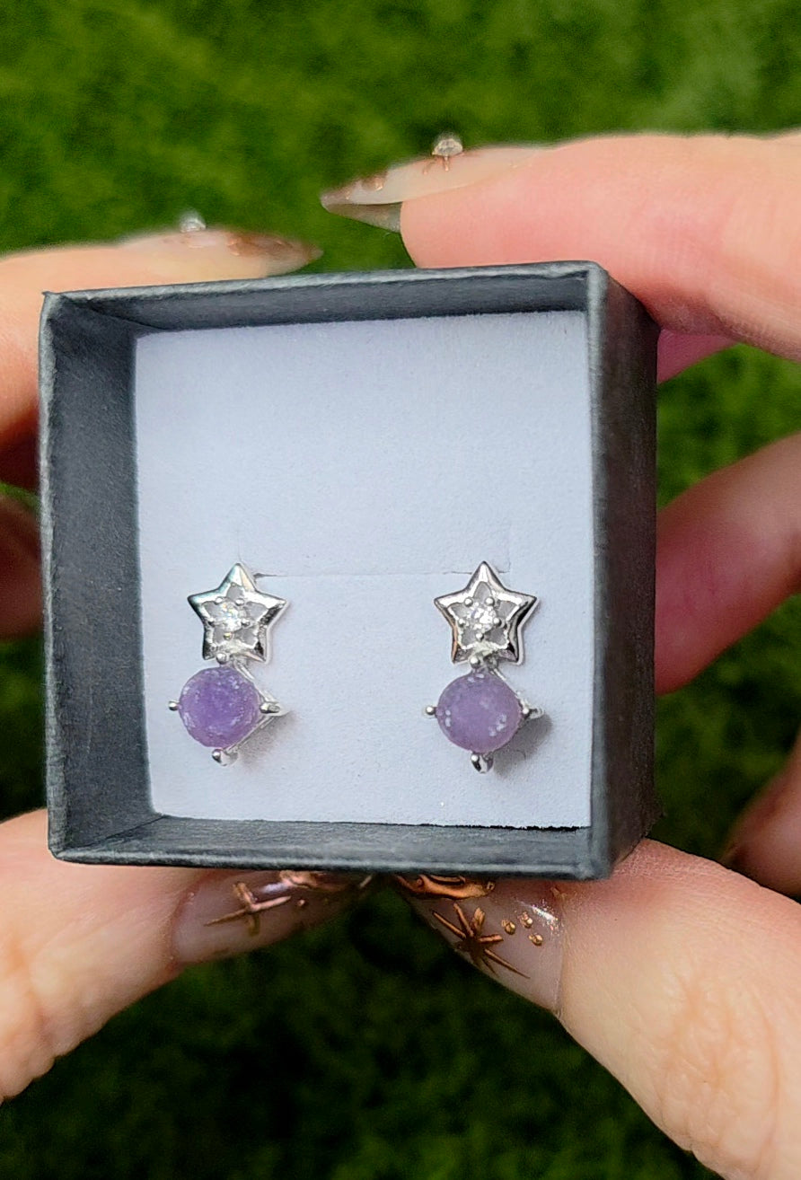 Grape Agate Star Earrings