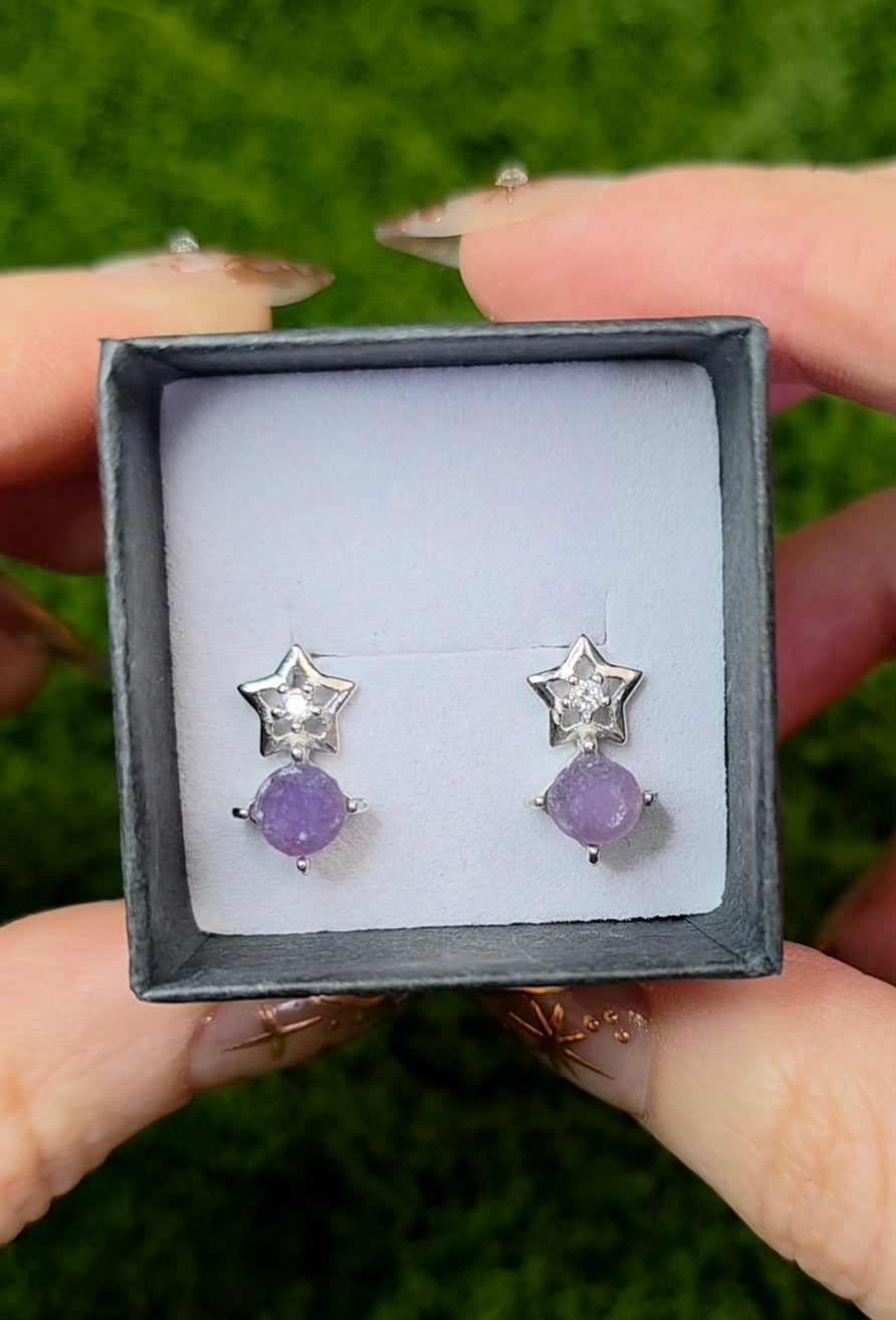 Grape Agate Star Earrings