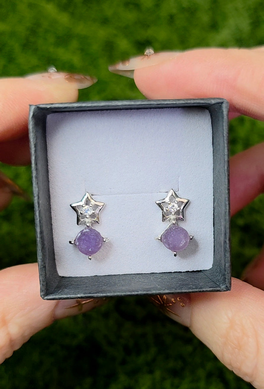 Grape Agate Star Earrings