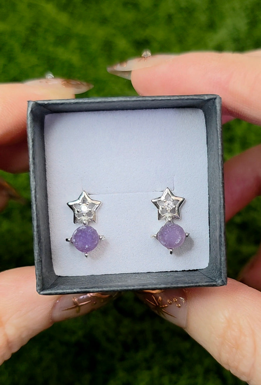 Grape Agate Star Earrings