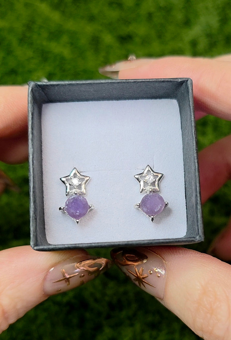 Grape Agate Star Earrings