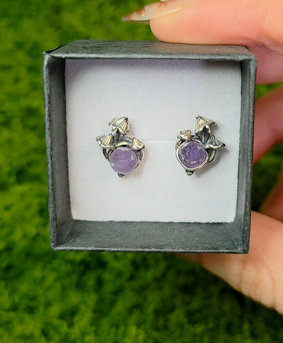 Grape Agate Mushroom Earrings