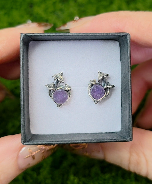 Grape Agate Mushroom Earrings