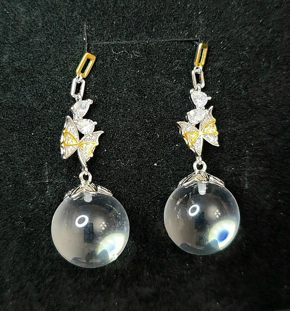 Clear Quartz Butterfly Earrings
