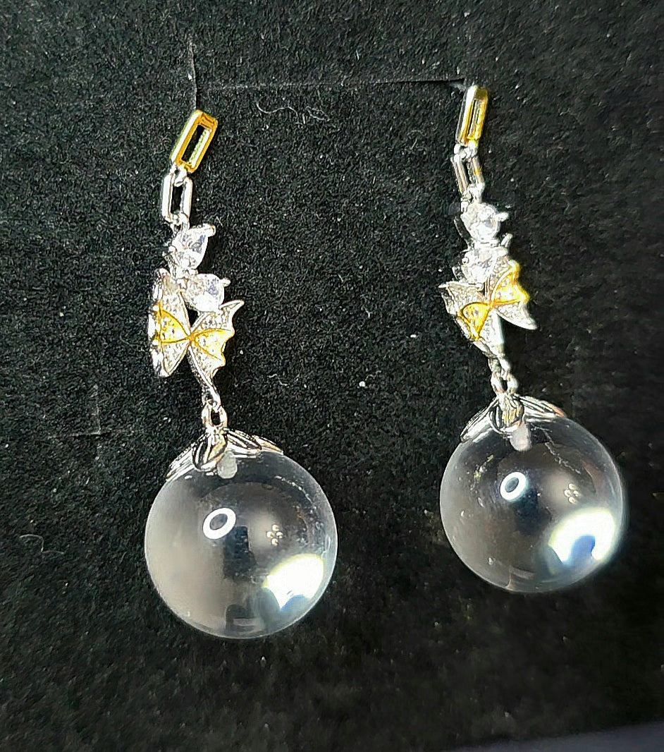 Clear Quartz Butterfly Earrings