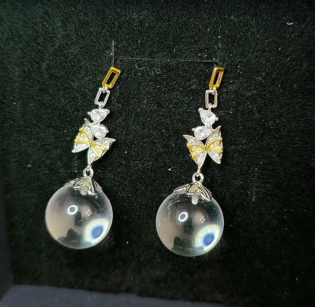 Clear Quartz Butterfly Earrings