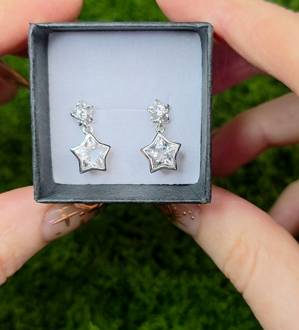 Clear Quartz Star Earrings B