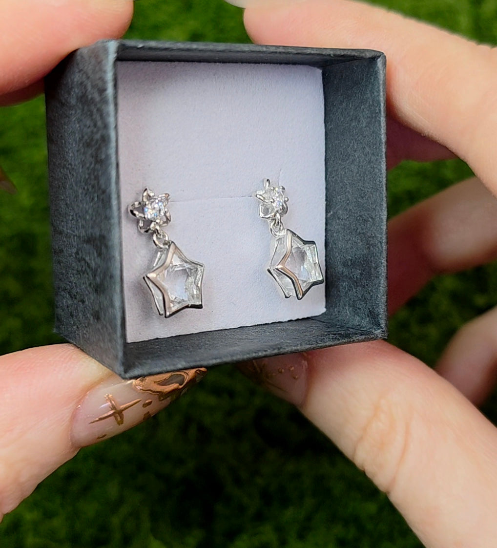 Clear Quartz Star Earrings B