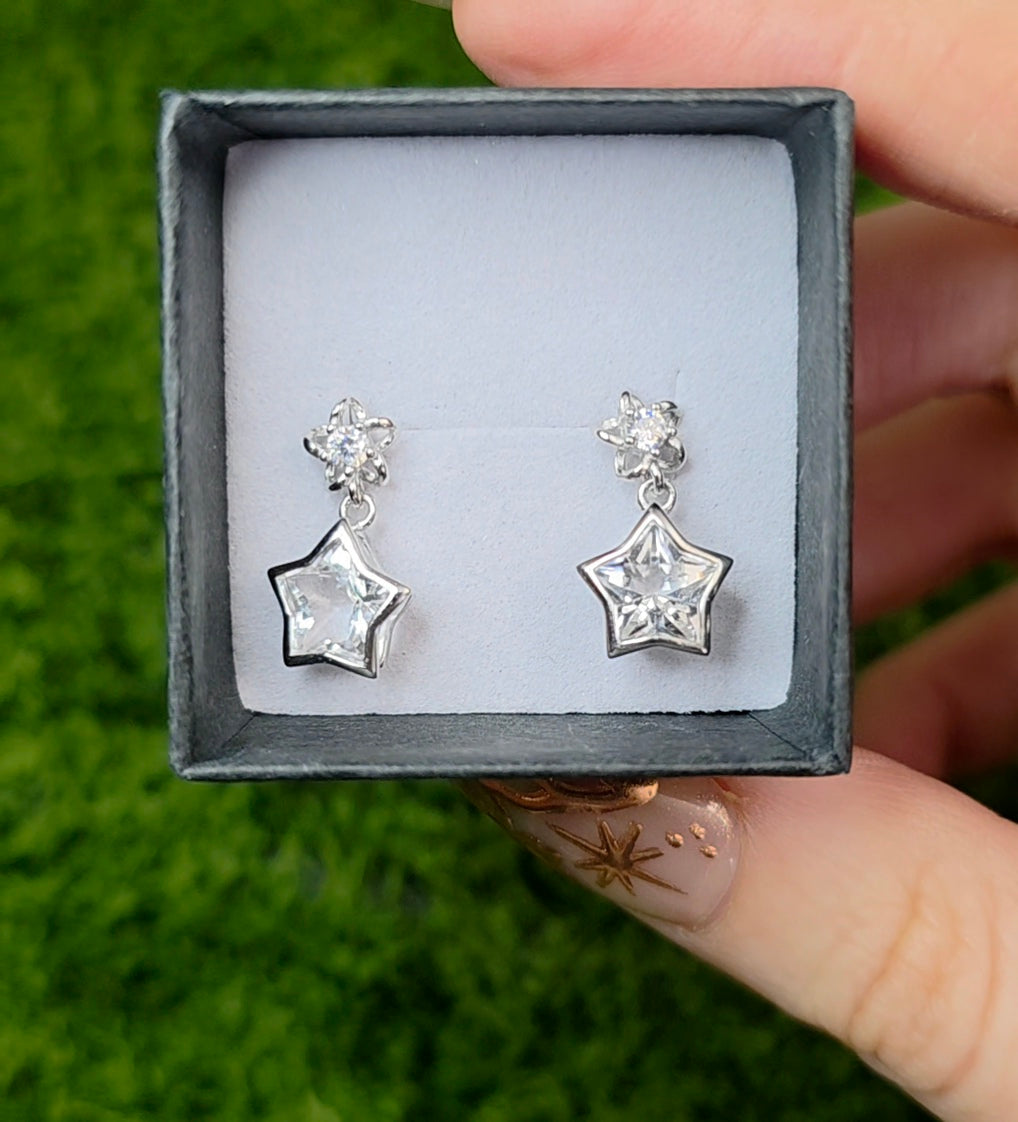 Clear Quartz Star Earrings B