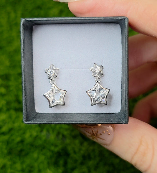 Clear Quartz Star Earrings B