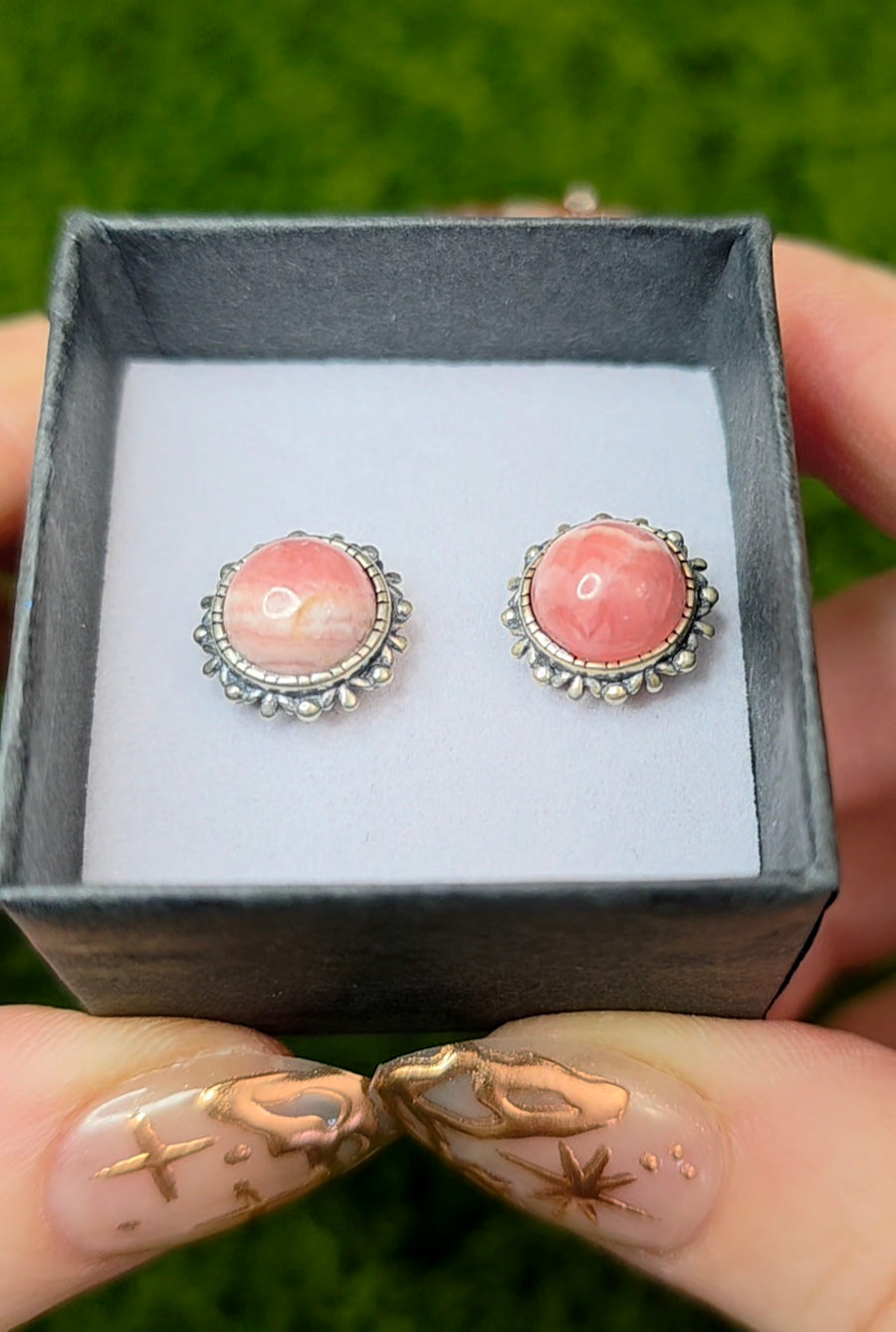 Rhodochrosite Stud Earrings