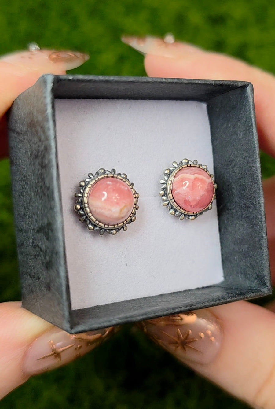 Rhodochrosite Stud Earrings