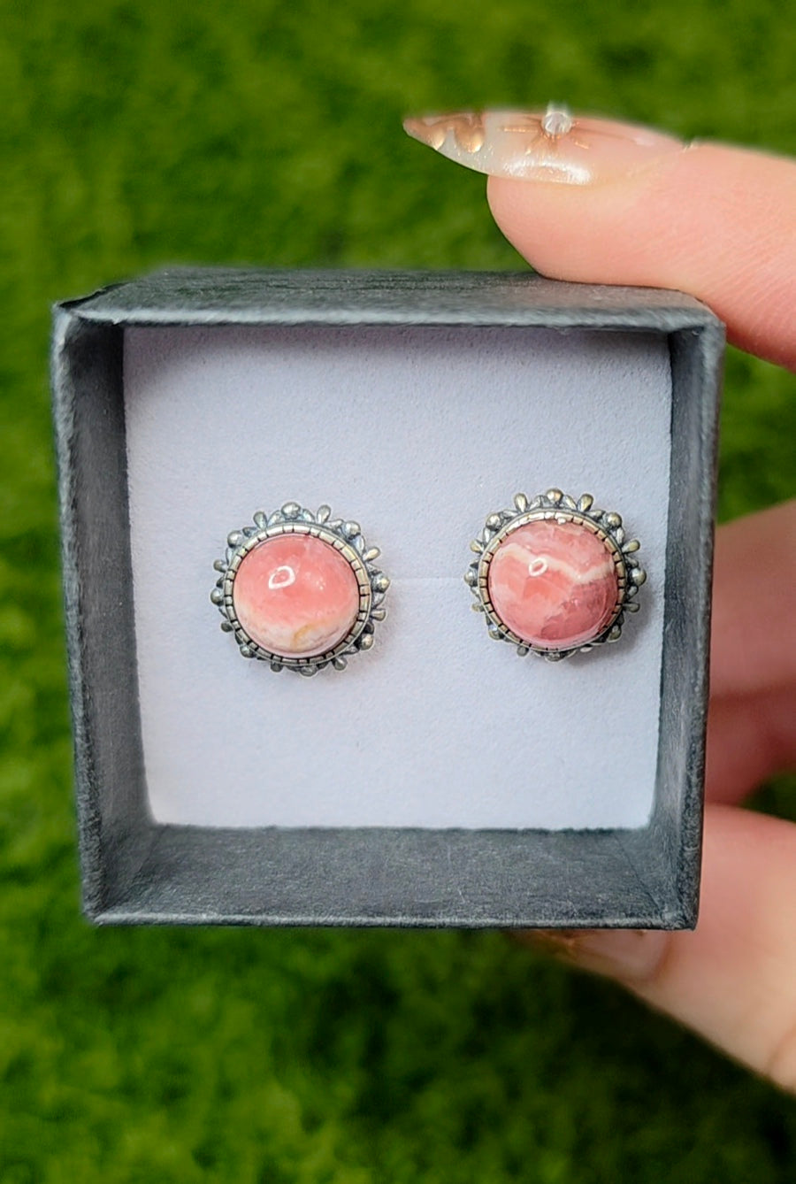 Rhodochrosite Stud Earrings