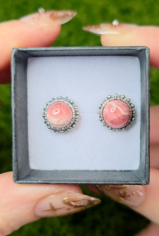 Rhodochrosite Stud Earrings