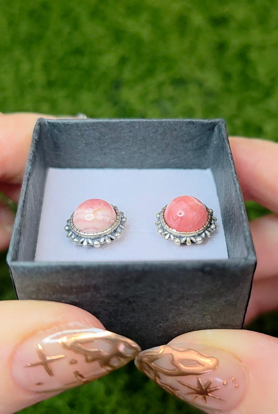 Rhodochrosite Stud Earrings