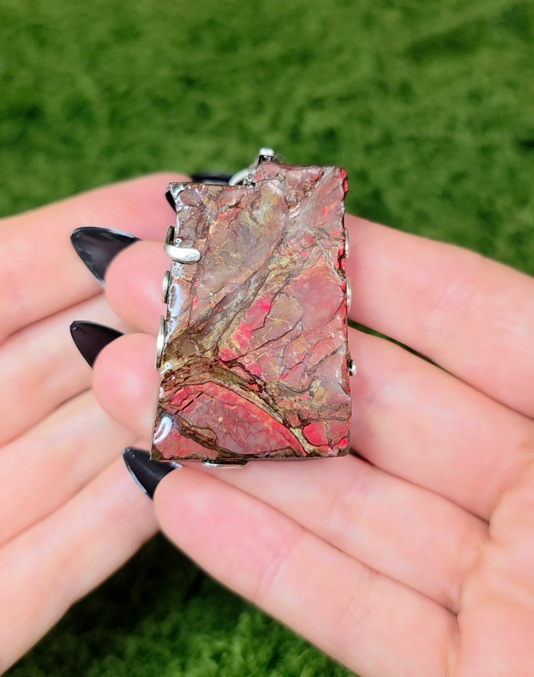 Red Flash Ammolite Pendant