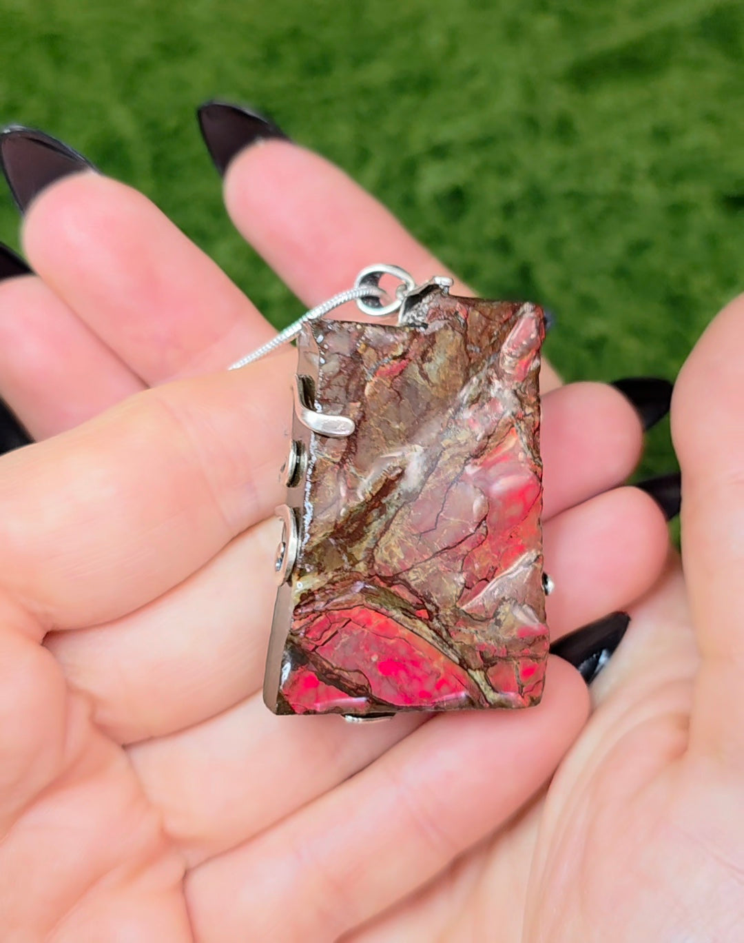 Red Flash Ammolite Pendant