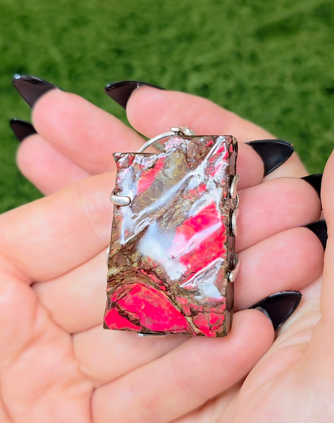 Red Flash Ammolite Pendant