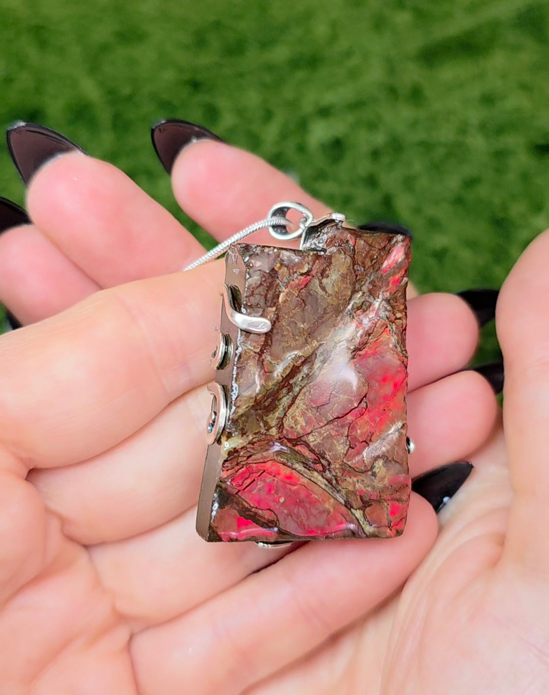 Red Flash Ammolite Pendant