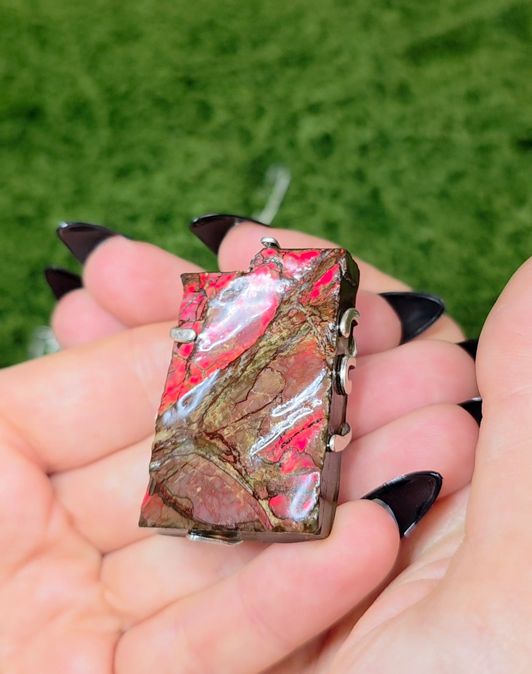 Red Flash Ammolite Pendant