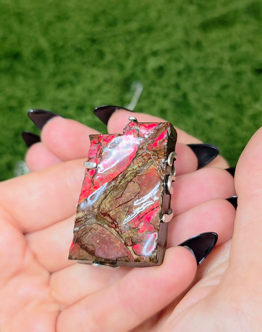 Red Flash Ammolite Pendant