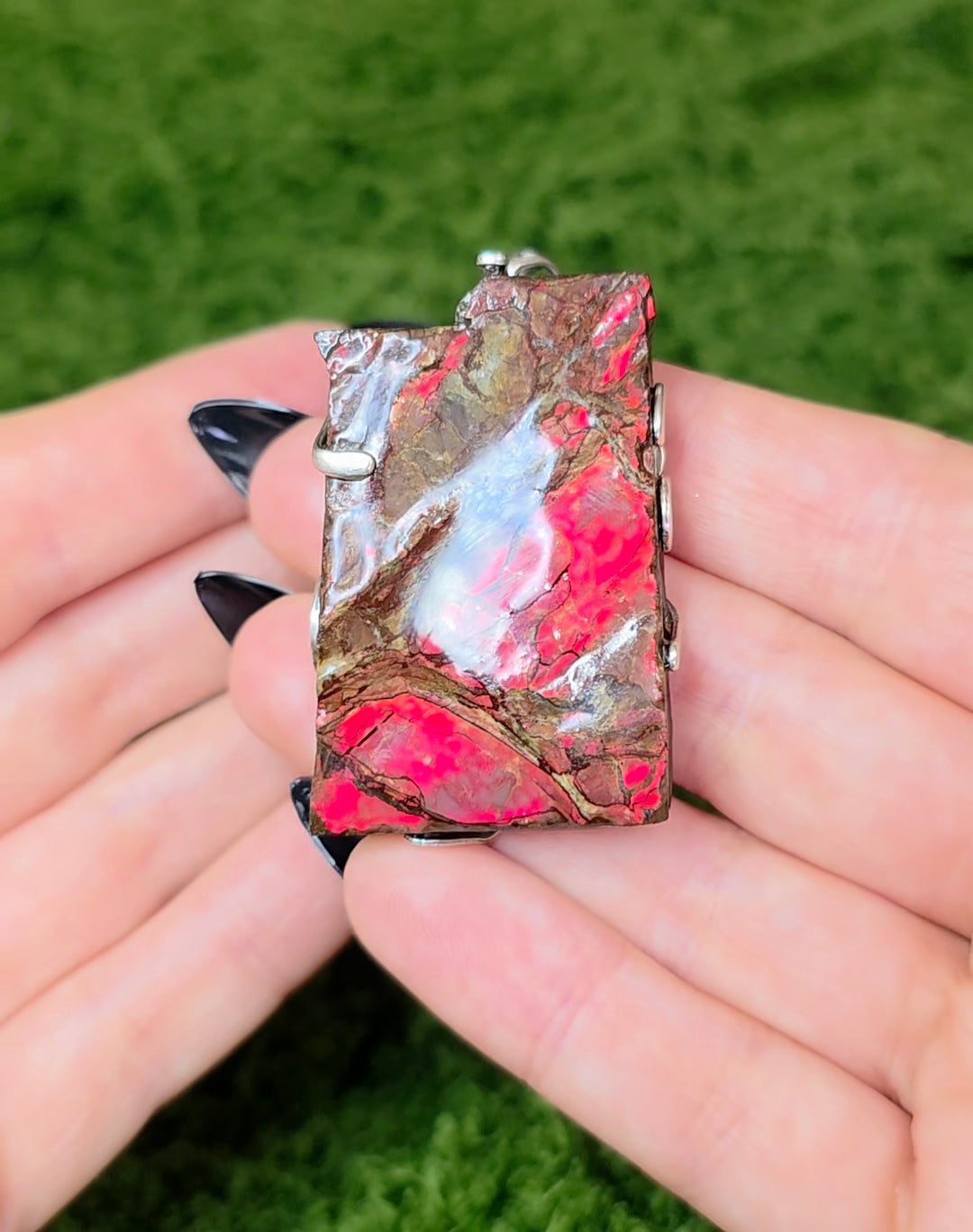 Red Flash Ammolite Pendant
