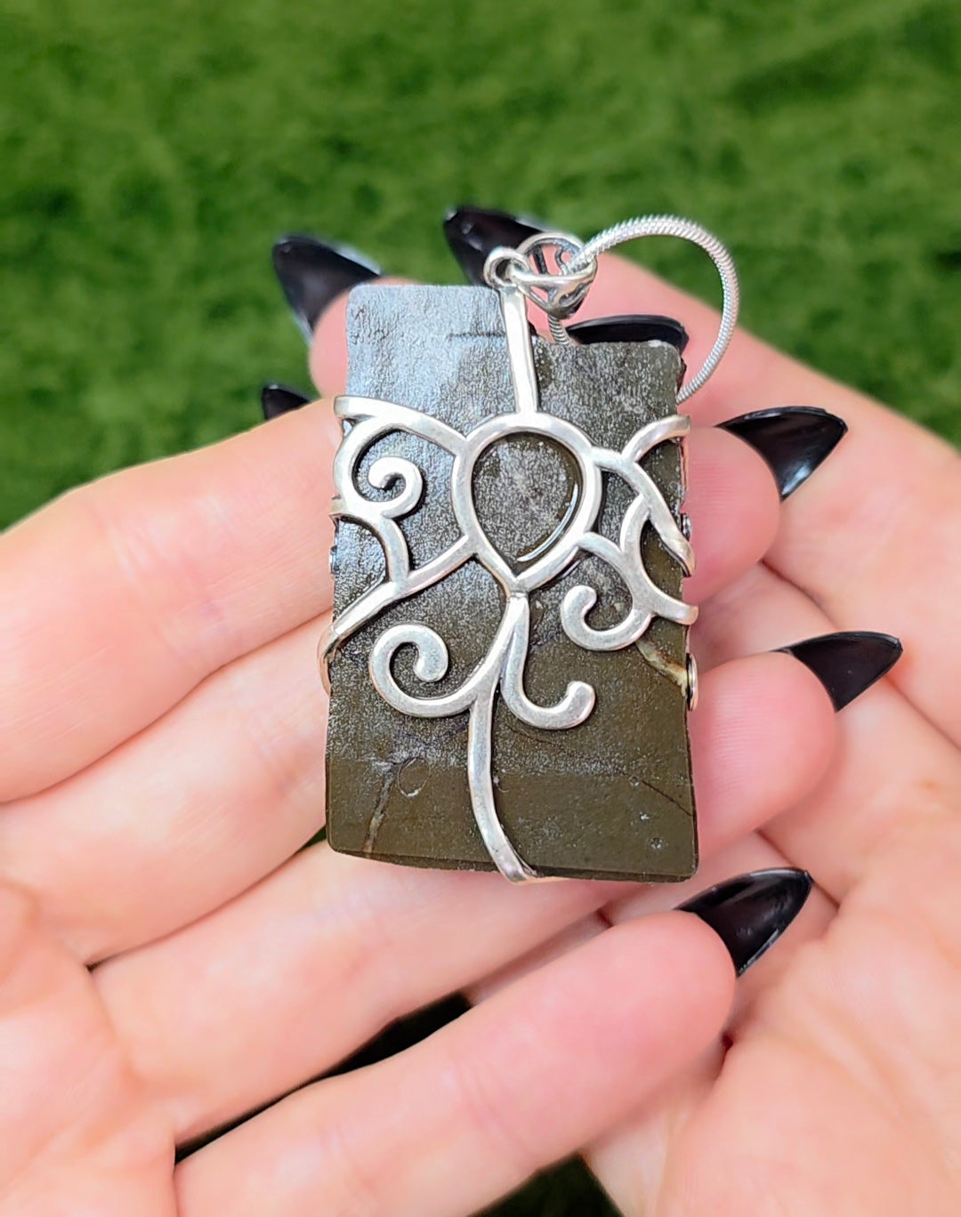 Red Flash Ammolite Pendant