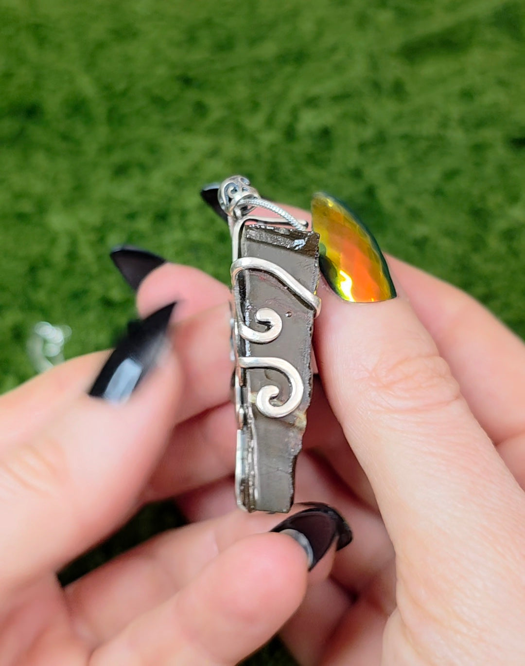 Red Flash Ammolite Pendant