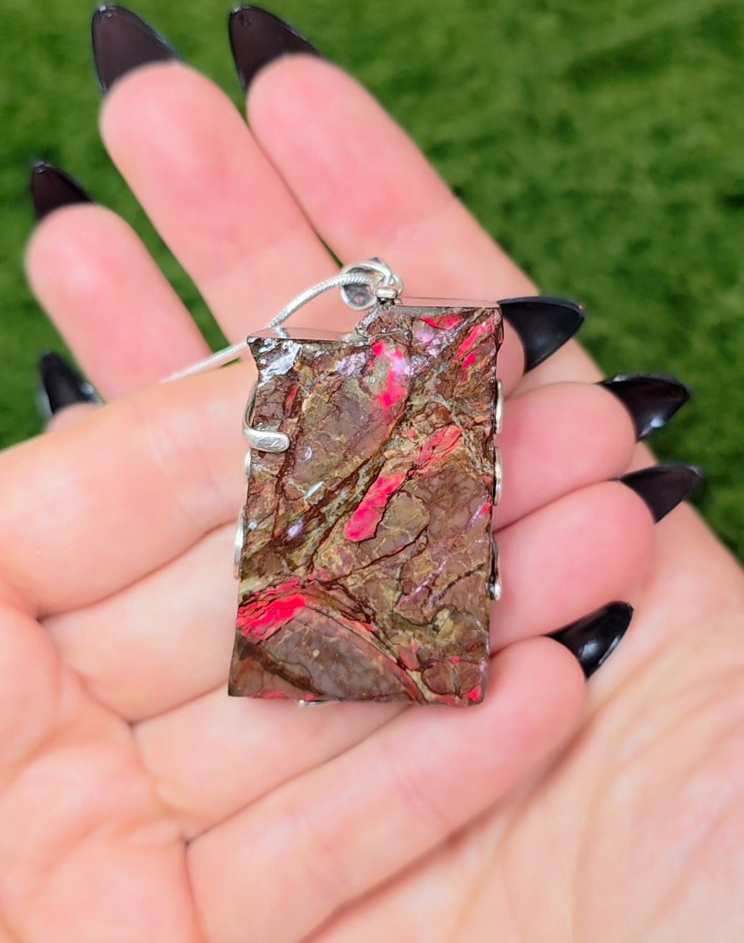 Red Flash Ammolite Pendant