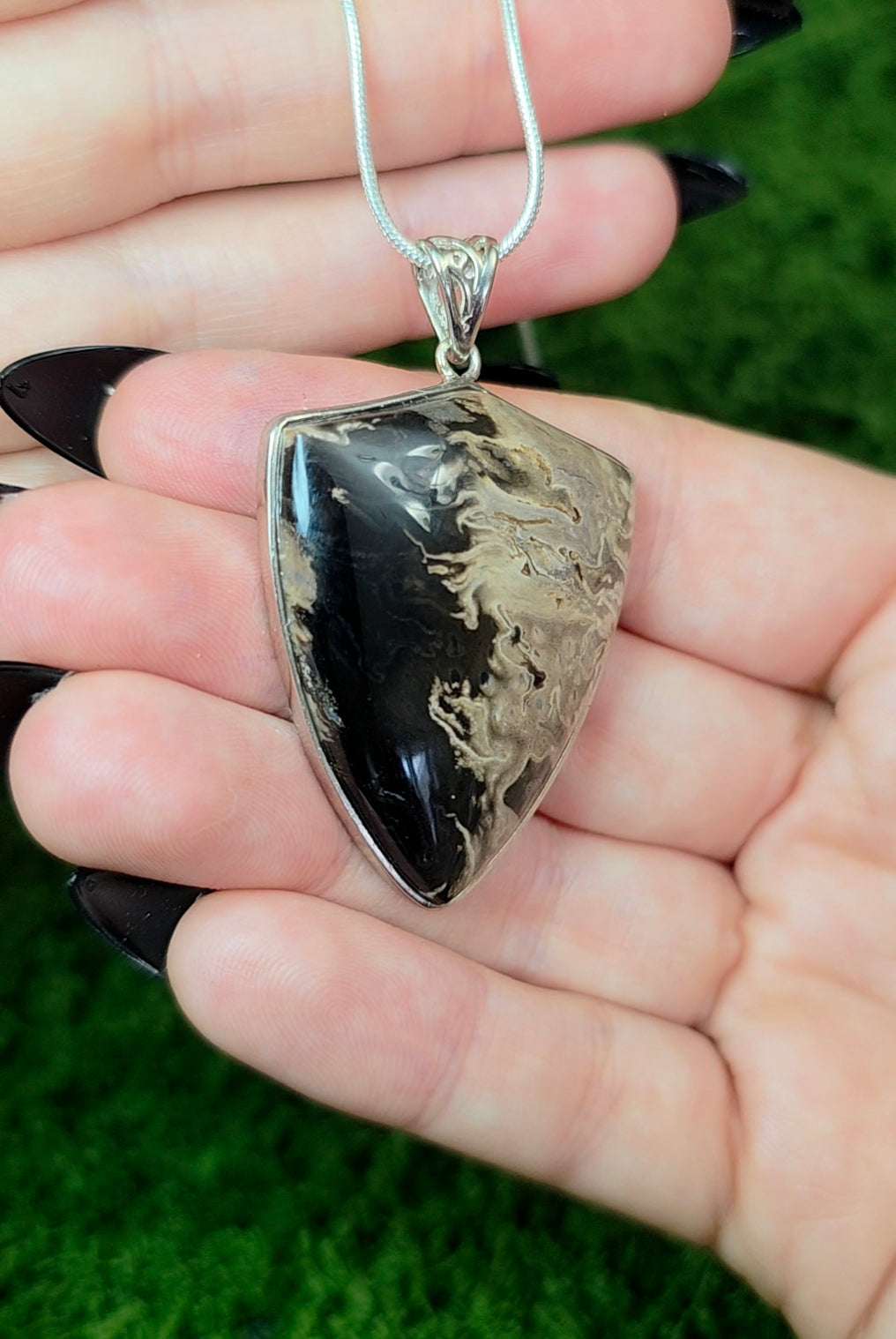 Fossilized Palm Root Shield Pendant