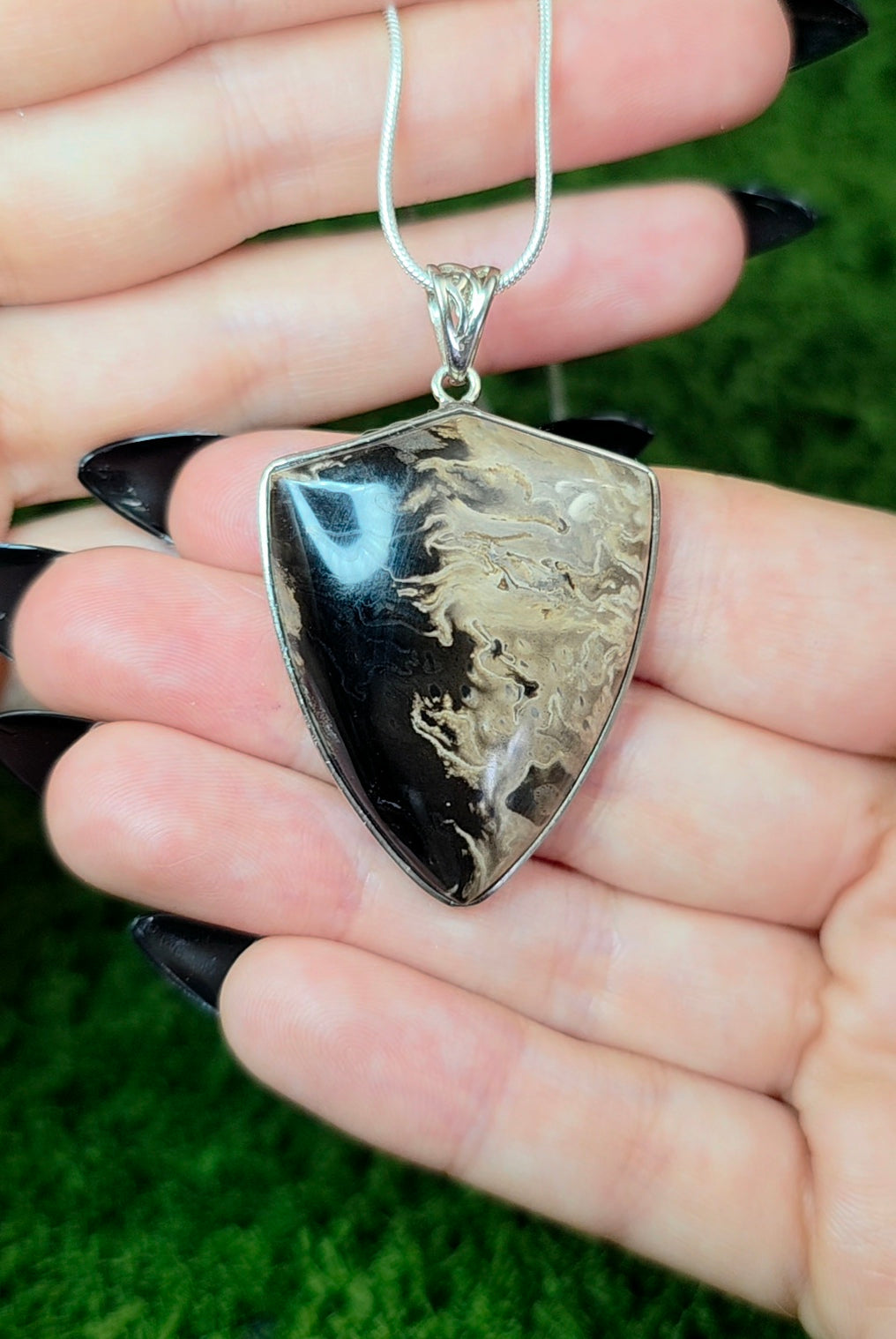 Fossilized Palm Root Shield Pendant