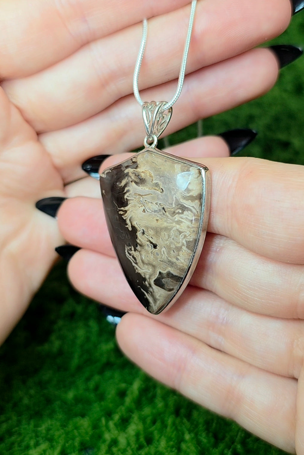 Fossilized Palm Root Shield Pendant