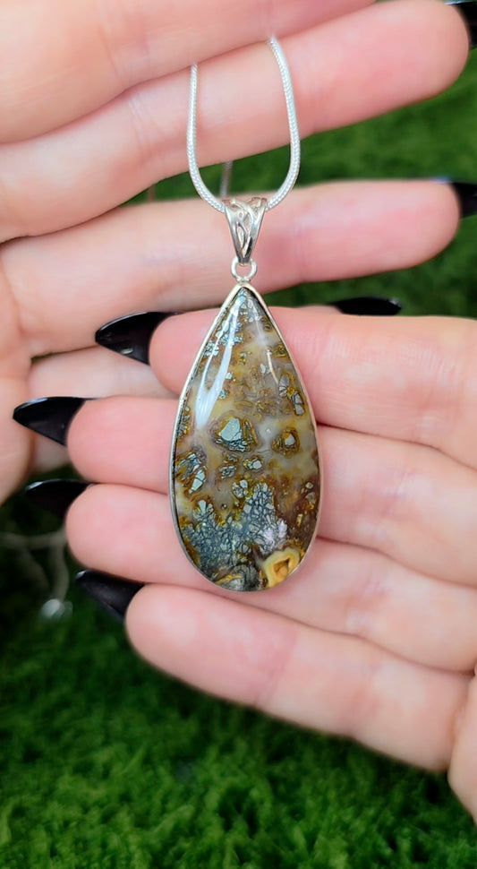 Pyrite in Agate Pendant