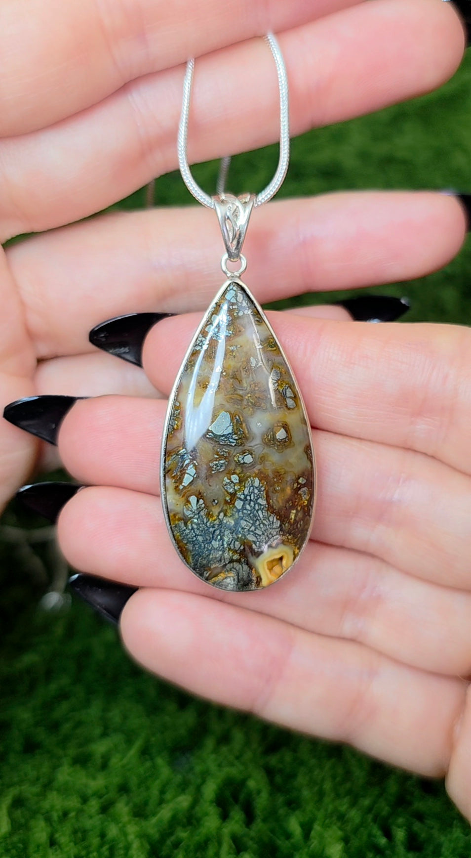 Pyrite in Agate Pendant