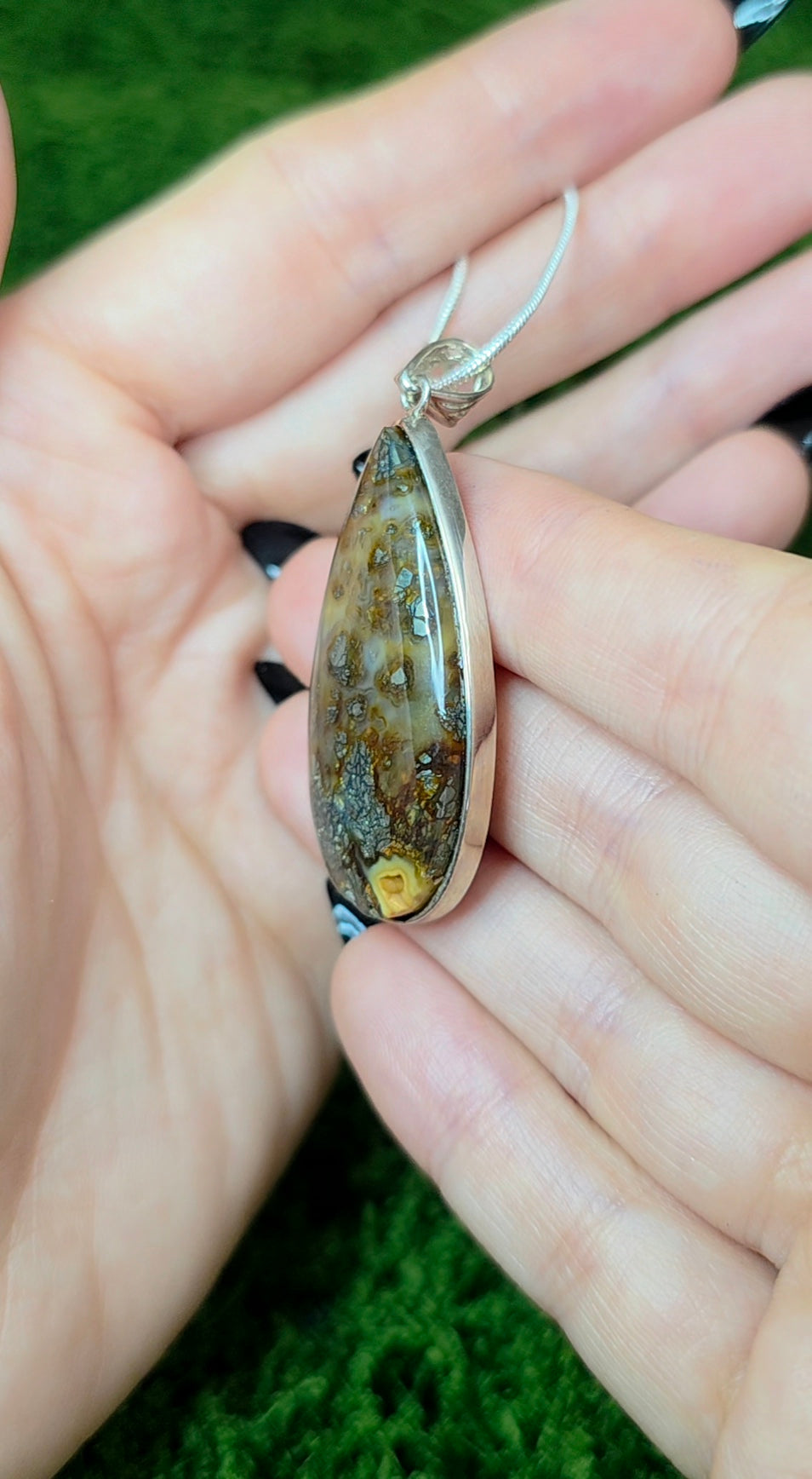 Pyrite in Agate Pendant